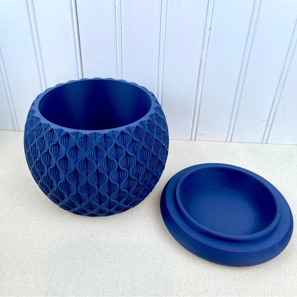 Blue Textured Vase and base 4.5” - Picture 6 of 8